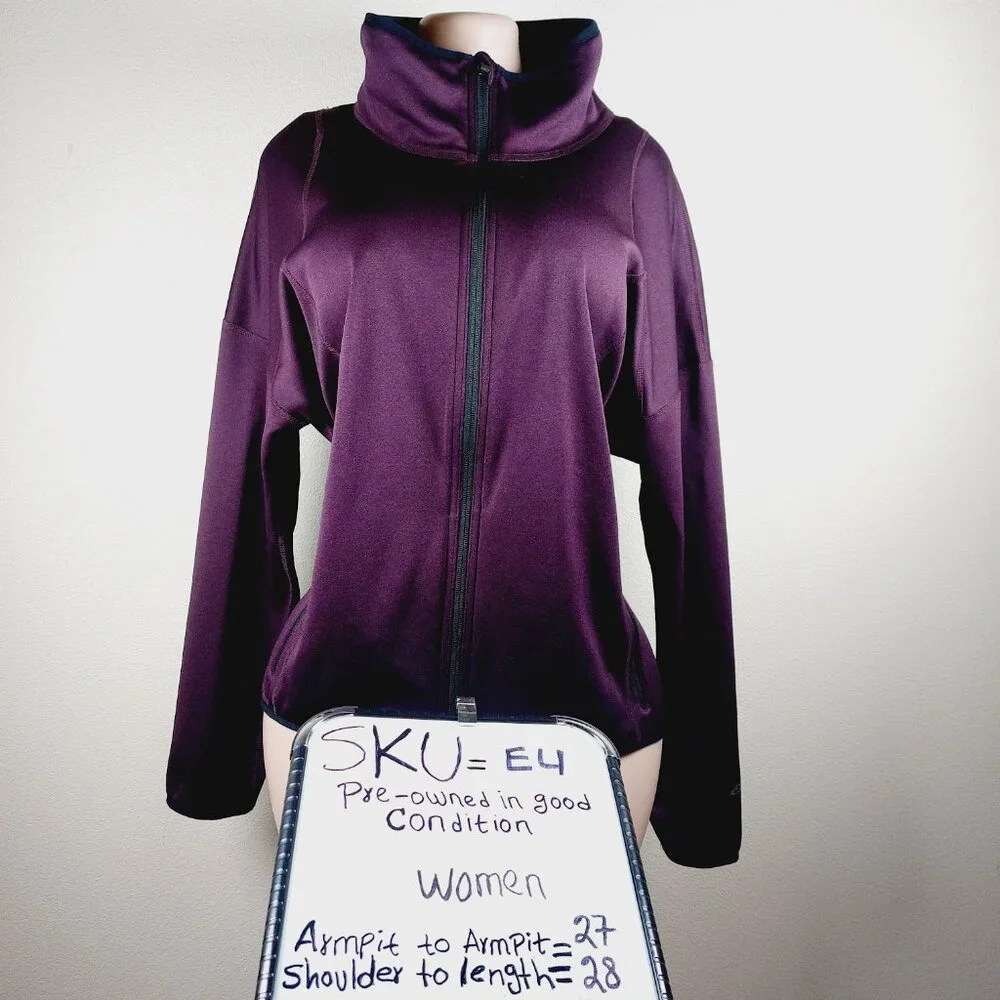 Eddie Bauer Women's Purple Long Sleeve Casual Full Zip Thermal Fleece Jacket 2XL